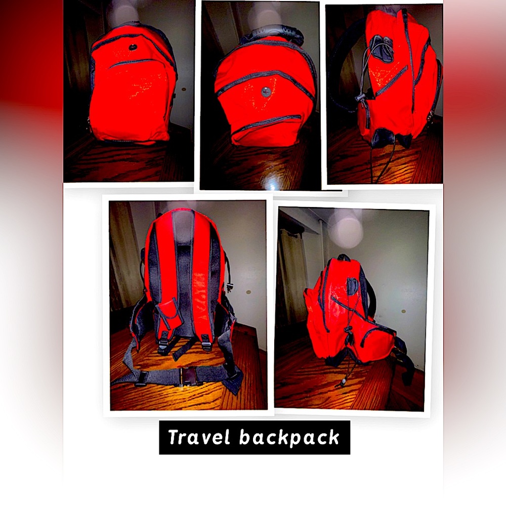 Large size travel backpack with many compartments never used